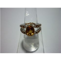 39.00 CTW CITRINE RING .925 STERLING SILVER