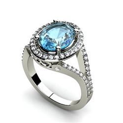 Aqua Marine 2.83 ctw & Diamond Ring 14kt W/Y  Gold