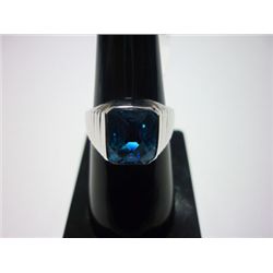 NATURAL 34.00 CTW BLUE TOPAZ RING .925 STERLING SILVER