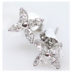 14K WHITE GOLD FLOWER EARRING WITH DIAMONDS
