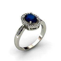 Sapphire 1.80 ctw & Diamond Ring 14kt W/Y  Gold