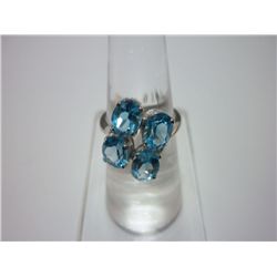 NATURAL 14.75 CTW BLUE TOPAZE RING .925 STERLING SILVER