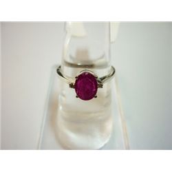 NATURAL 8.75 CTW RUBY AND DIAMOND RING .925 STERLING SI