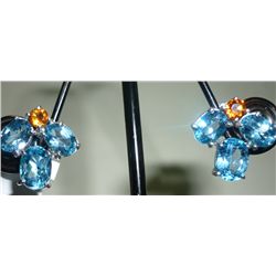 NATURAL 24.75 CTW BLUE TOPAZ EARRING .925 STERLING SILV