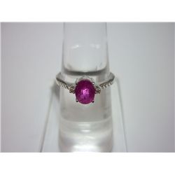NATURAL 14.75 CTW RUBY and DIAMOND RING .925 STERLING S