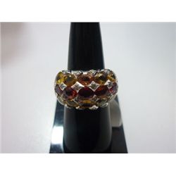 NATURAL 43.5 CTW DIAMOND AND SAPPHIRE RING .925 STERLIN