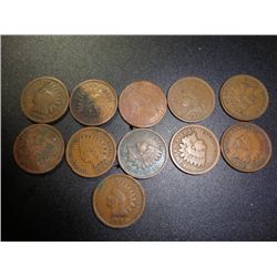 11 Asstd Date Indian Head Pennies