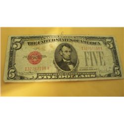 1928 F $5 RED SEAL NOTE