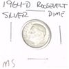 Image 1 : 1964-D ROOSEVELT SILVER DIME *RARE MS HIGH GRADE*!!