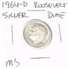Image 1 : 1964-D ROOSEVELT SILVER DIME *RARE MS HIGH GRADE*!!