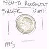 Image 1 : 1964-D ROOSEVELT SILVER DIME *RARE MS HIGH GRADE*!!
