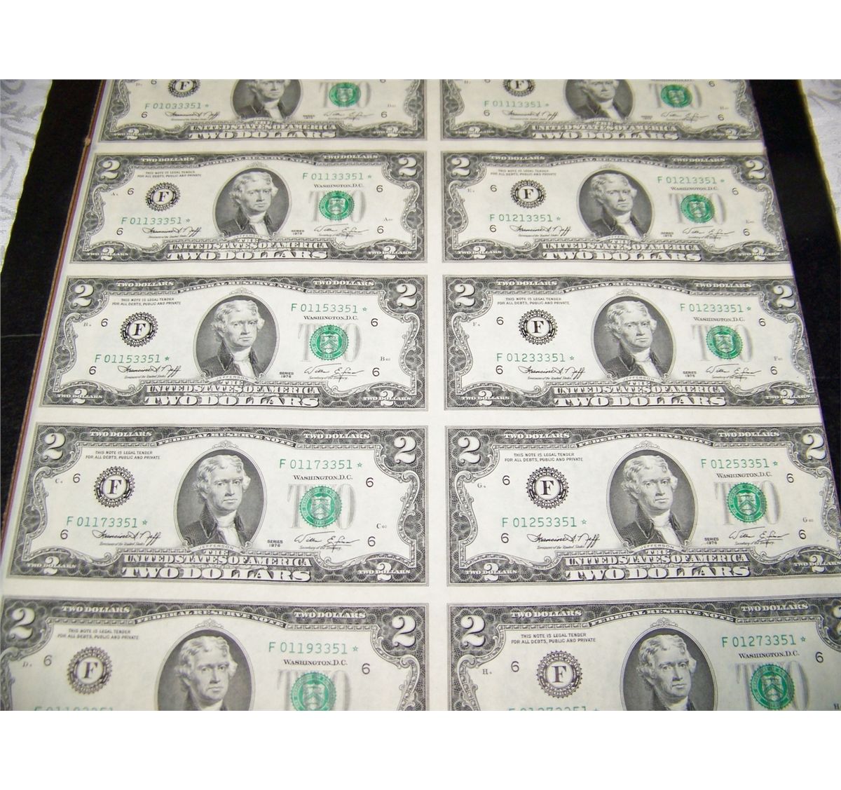 Full 16 Sheet 1976 2 Bills. Star Notes.