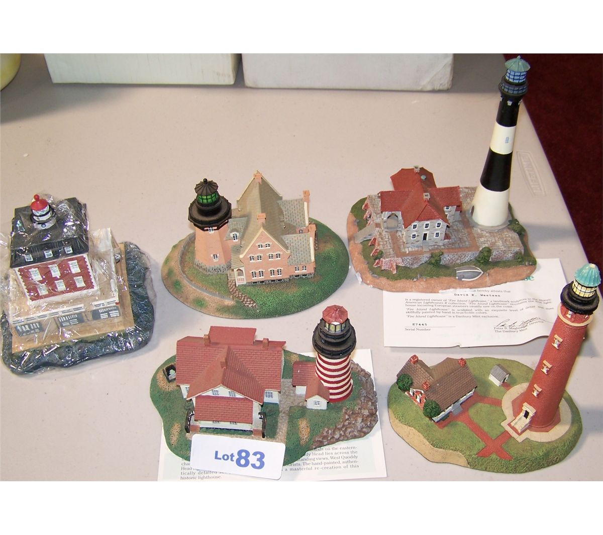 Five Danbury Mint Collectible Lighthouses