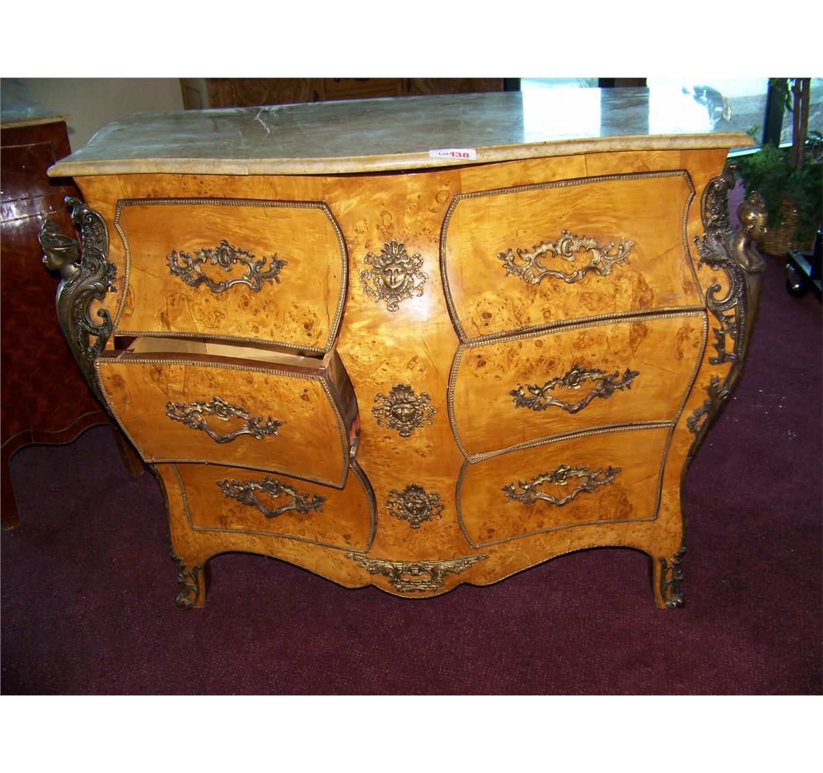 VINTAGE ANTIQUE REPRODUCTION FRENCH BOMBAY CHEST WITH ORIGINAL HARDWARE