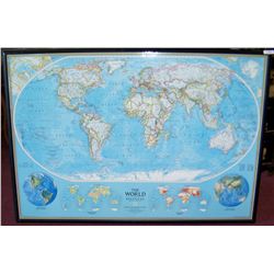 Large Framed World Political Map
