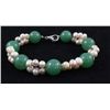 Image 1 : 140.81CTW 8" GREEN FRESHWATER PEARL WITH CORAL BRACELET
