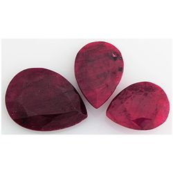 159.38ctw Ruby Pear Cut Loose Gemstone Lot of 3