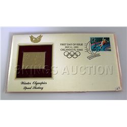 22K Gold Stamp 1st Day Issue (Winter Olympics 1992) Spe
