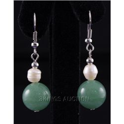 31.09CTW GREEN FRESHWATER PEARL WITH CORAL EARRING PHIL