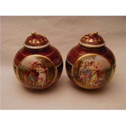 A pair of Vienna style pots and covers each d