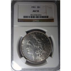 1901 MORGAN DOLLAR NGC AU55 SUPER!