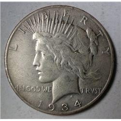 1934-S PEACE SILVER  DOLLAR VF NICE