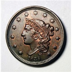 1838 LARGE ONE CENT UNC, A LITTLE RED