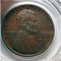 1917-D LINCOLN ONE CENT CH BU R+B TYPICAL WEAK STRIKE REV