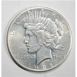 1928 PEACE SILVER DOLLAR AU OBVERSE SCRATCH