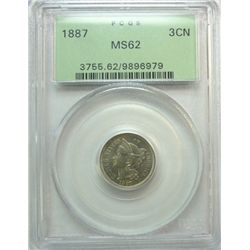 1887  3 cent nickel  PCGS62  Est $425-$450