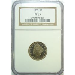 1885  V nickel  NGC PF63 Est $975-$1100