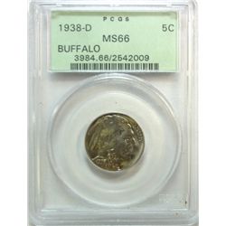 1938D  Buffalo nickel  PCGS66 Est $65-$70