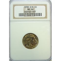 1938D/D  Buffalo nickel  NGC66 Est $75-$80