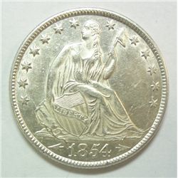 1854O  Seated  half $   NICE  AU55  Est  $300-$350