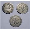 Image 1 : (3) THREE CENT SILVERS 1851 VG/F, 1852 VG/F, 1853 FINE