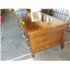 Image 2 : Large Vintage Wood Desk 7 Drawer Desk includeing two pull out writeing boards and a cash drawer appr