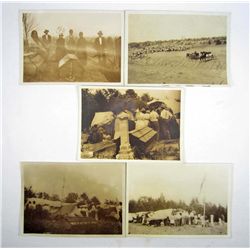 LOT OF 5 C. 1911 HARMAN PHOTOS OF A NATIVE AMERICAN FUNERAL
