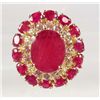 Image 1 : GOLD PLATED OVER STERLING SILVER LADIES RUBY AND SAPPHIRE RING - SIZE 7