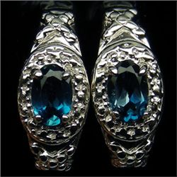 PAIR OF WHITE GOLD PLATED AAA LONDON BLUE TOPAZ AND STERLING SILVER EARRINGS