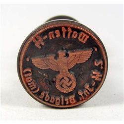 GERMAN NAZI WAFFEN SS WAX SEAL / RUBBER STAMP W/ WOOD HANDLE