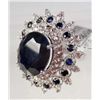 Image 2 : PLATINUM OVER STERLING SILVER LADIES SAPPHIRE RING - SIZE 6.75