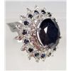 Image 3 : PLATINUM OVER STERLING SILVER LADIES SAPPHIRE RING - SIZE 6.75