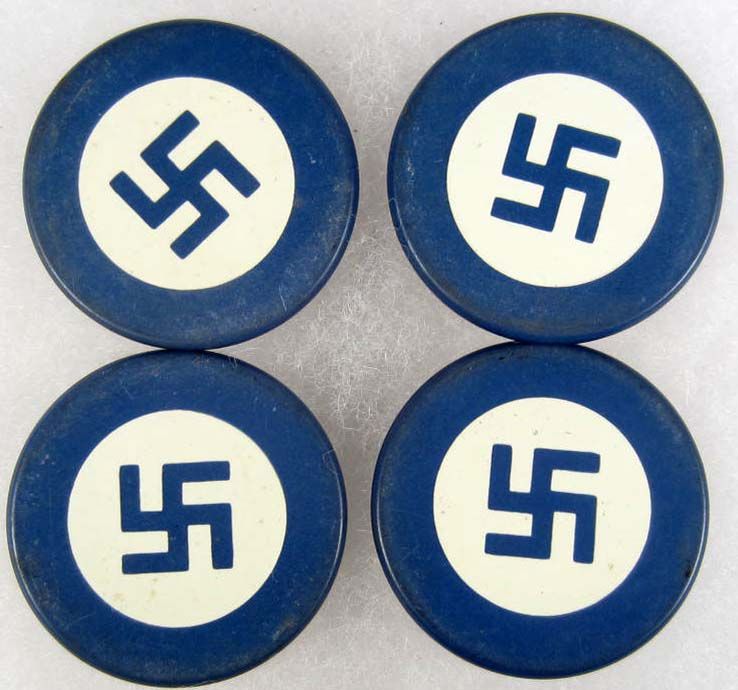 LOT OF 4 GERMAN NAZI POKER CHIPS