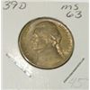Image 1 : 1939-D JEFFERSON NICKEL KEY DATE RED BOOK VALUE IS $95.00 *EXTREMELY RARE MS-63 HIGH GRADE*!!