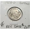 Image 1 : 1928-D BUFFALO NICKEL KEY DATE RED BOOK VALUE IS $20.00 *RARE VERY FINE GRADE - NICE NICKEL*!!
