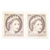 Image 1 : 2 VINTAGE 1954 *UNUSED* 1 CENT CANADA STAMPS - Queen Elizabeth II 1 Cent *EXTREMELY RARE HARD TO FIN
