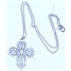 Image 1 : VERY UNIQUE PEWTER CROSS WITH CHAIN *STAMPED ON BACK PEWTER*!!!