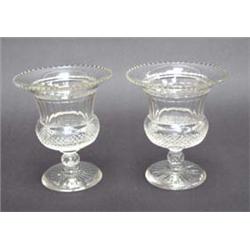 Pair of urn shaped vases cut with diamond ban