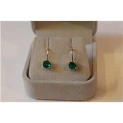 ONE PAIR OF 14KT YELLOW GOLD NATURAL EMERALD