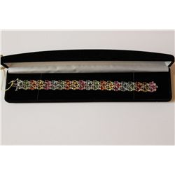 ONE 14KT WHITE GOLD FANCY COLOUR SAPPHIRE &